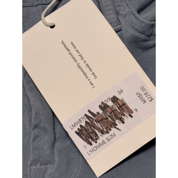 Frame NWT Men’s L'Homme Slim Fit Five-Pocket Twill Pants Smoky Blue Size 34 - Picture 7 of 9